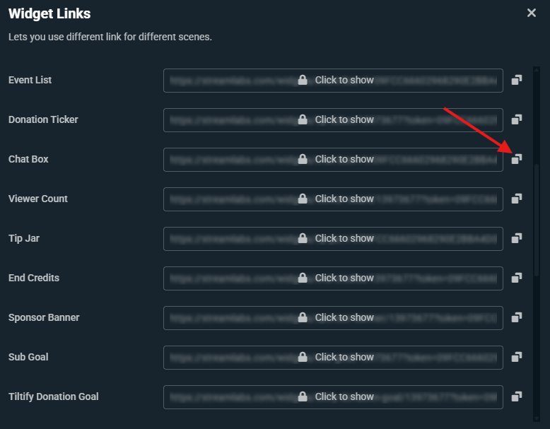 Copy link location for Chat Box